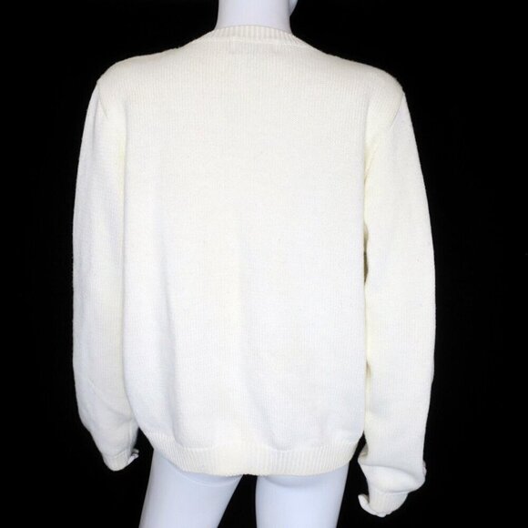 L.L. Bean Vintage Floral Cardigan Sweater Cottagecore Cable Knit Women's XL - Picture 3 of 6